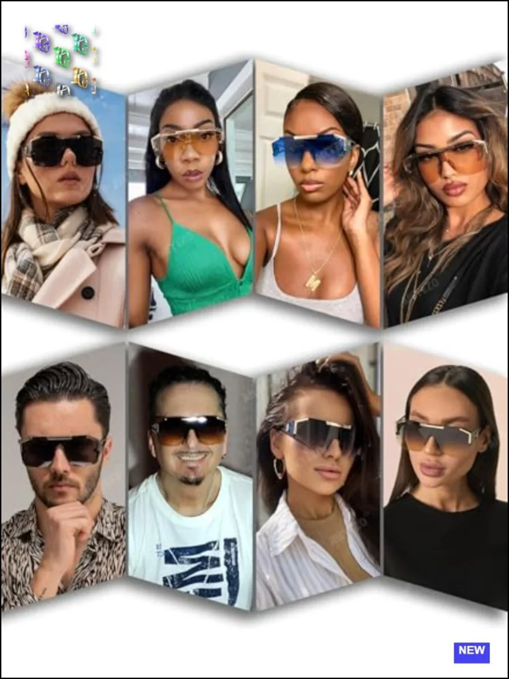 Oversized Square Shield Sunglasses for Unisex Adults Metal Frame UV Protection